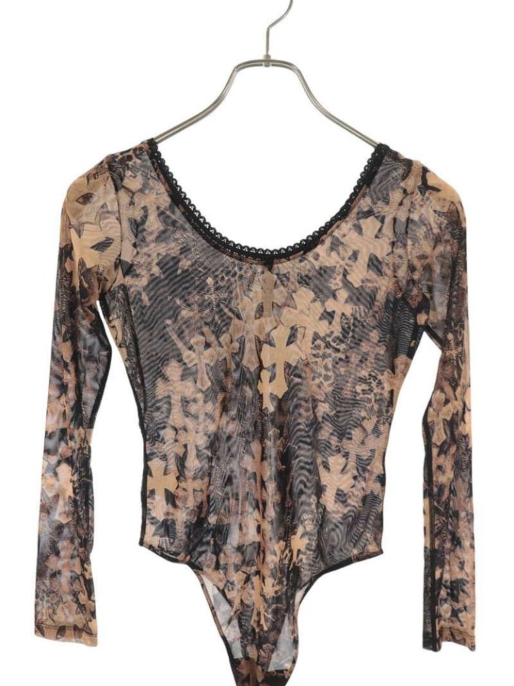 Chrome Hearts Cross All Over Print Sheer Long Sleeve Bodice XS Sweatshirt
